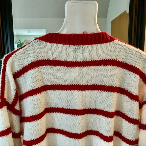 Diane Von Furstenberg Red & White Striped Sweater - Picture 4 of 5